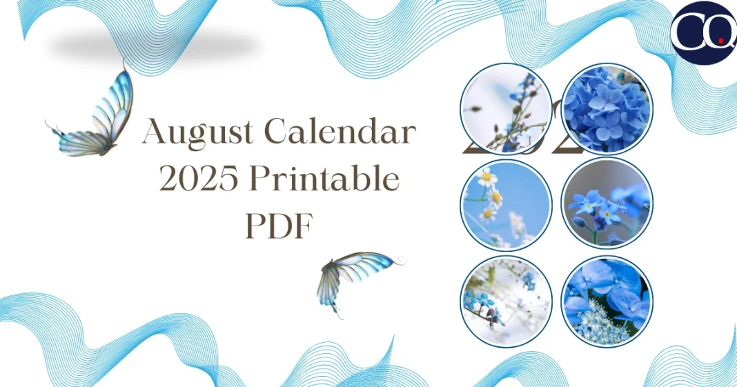 August 2025 Calendar Printable PDF