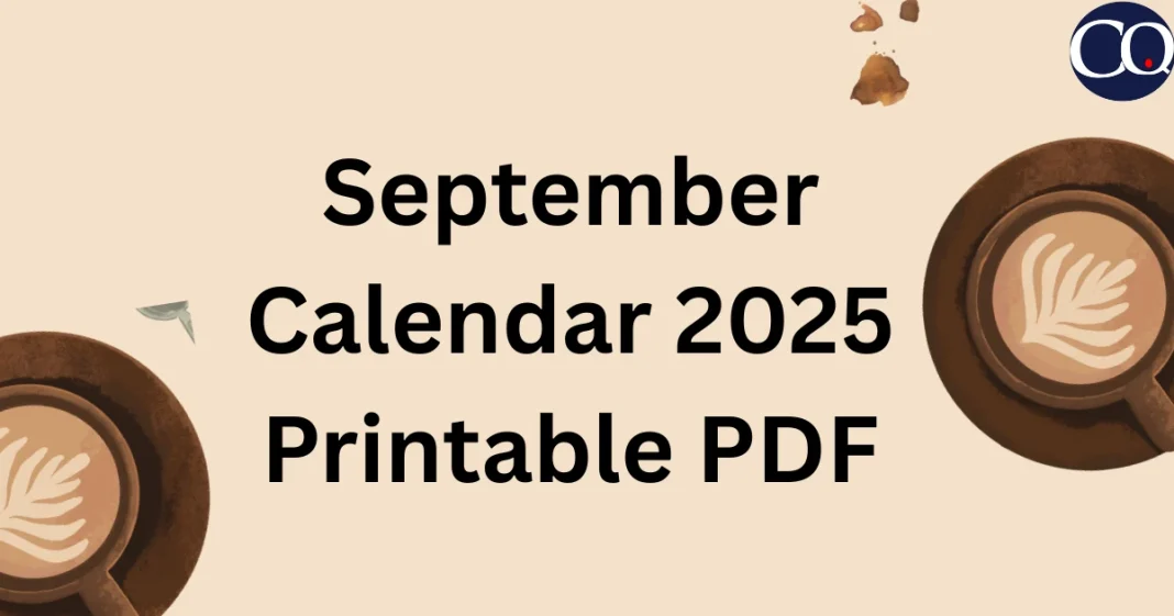 September Calendar 2025 Printable PDF